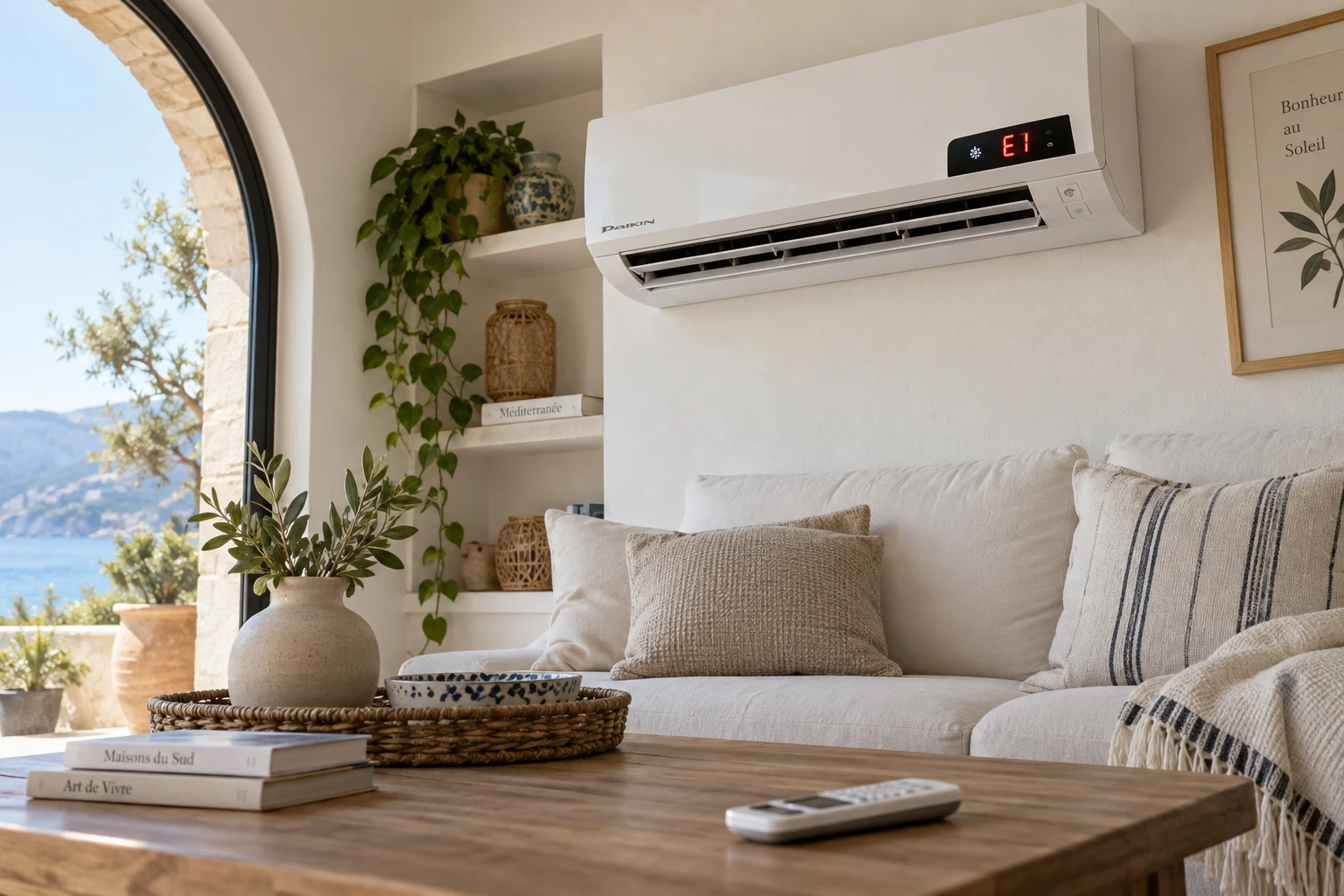 Unité intérieure de climatiseur Airton affichant un code erreur sur son écran LED